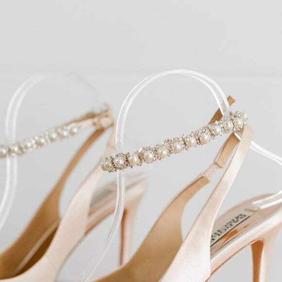 Badgley Mischka Kris Soft Nude Satin Women's Pump 8 New Champagne - Picture 5 of 11